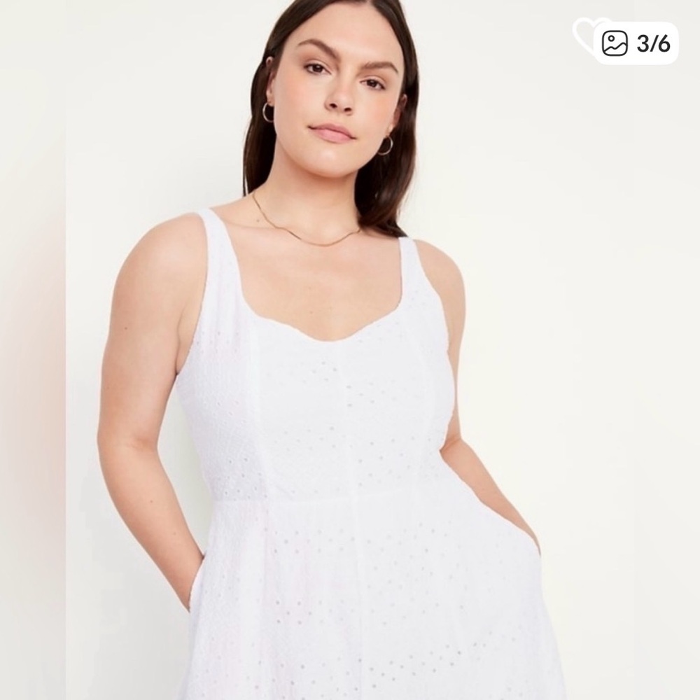 Old Navy White Eyelet Fit & Flare Midi Dress - Picture 2 of 5